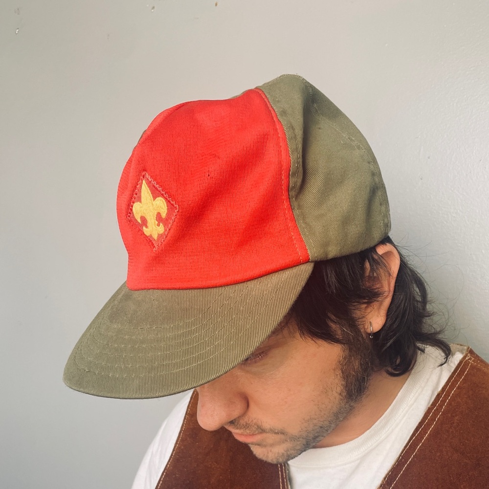 Vintage camping hiking sport panel SnapBack hat two tone scouts 80s